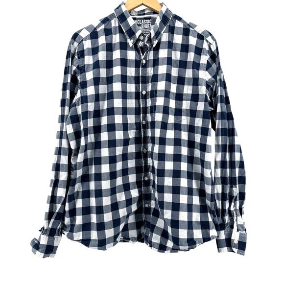 Old Navy Classics Long Sleeve Button Checkered Blue Cotton Shirt – Mens XL - Picture 1 of 4